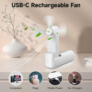 2-in-1 Portable Handheld Mini Fan + Portable Charger