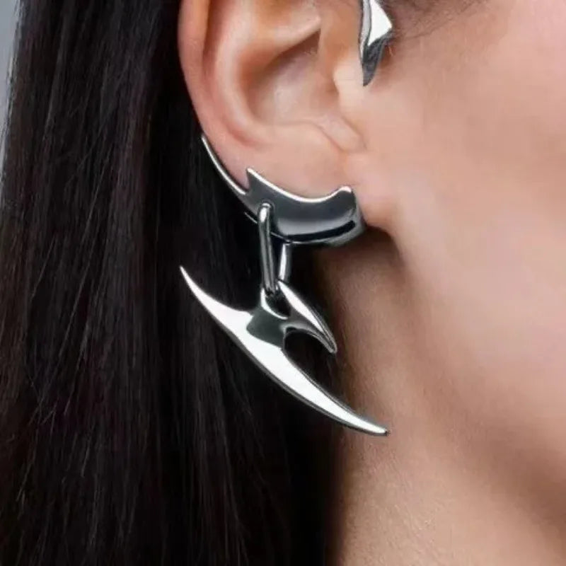 Silver Razor Earring