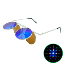 Load image into Gallery viewer, Blue Tinted Flip Up Diffraction Glasses