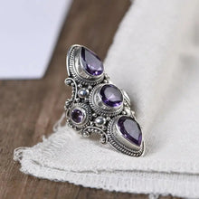 Load image into Gallery viewer, Adjustable Vintage Amethyst Ring