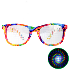 Load image into Gallery viewer, Kandi Swirl Wayfarer Spiral Diffraction Glasses