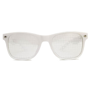 White Wayfarer Spiral Diffraction Glasses