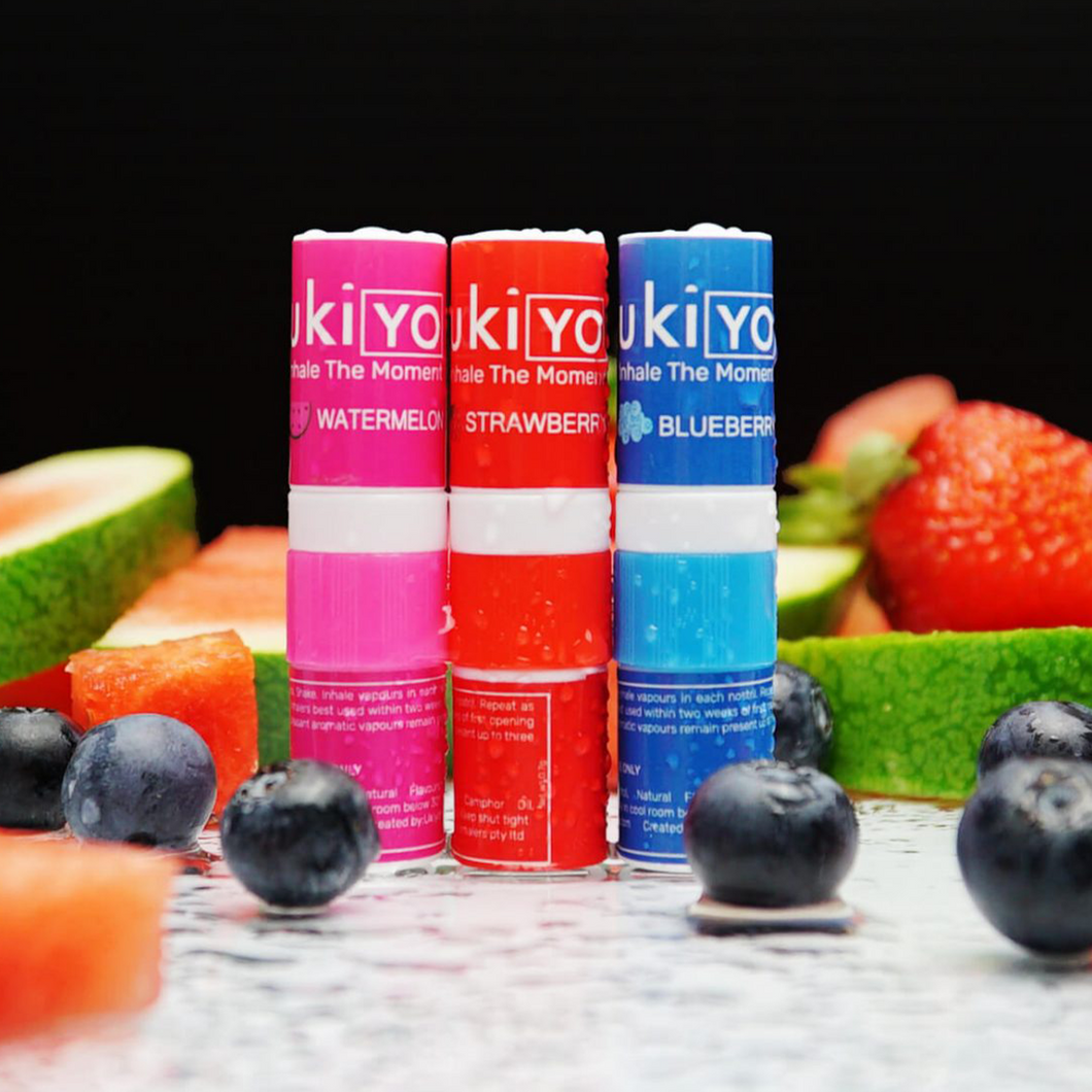 UKIYO Scented Nasal Inhalers: Watermelon, Strawberry & Blueberry (3 Pack)